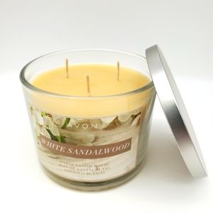 Avon Glass Jar Candle with Lid - White Sandalwood
